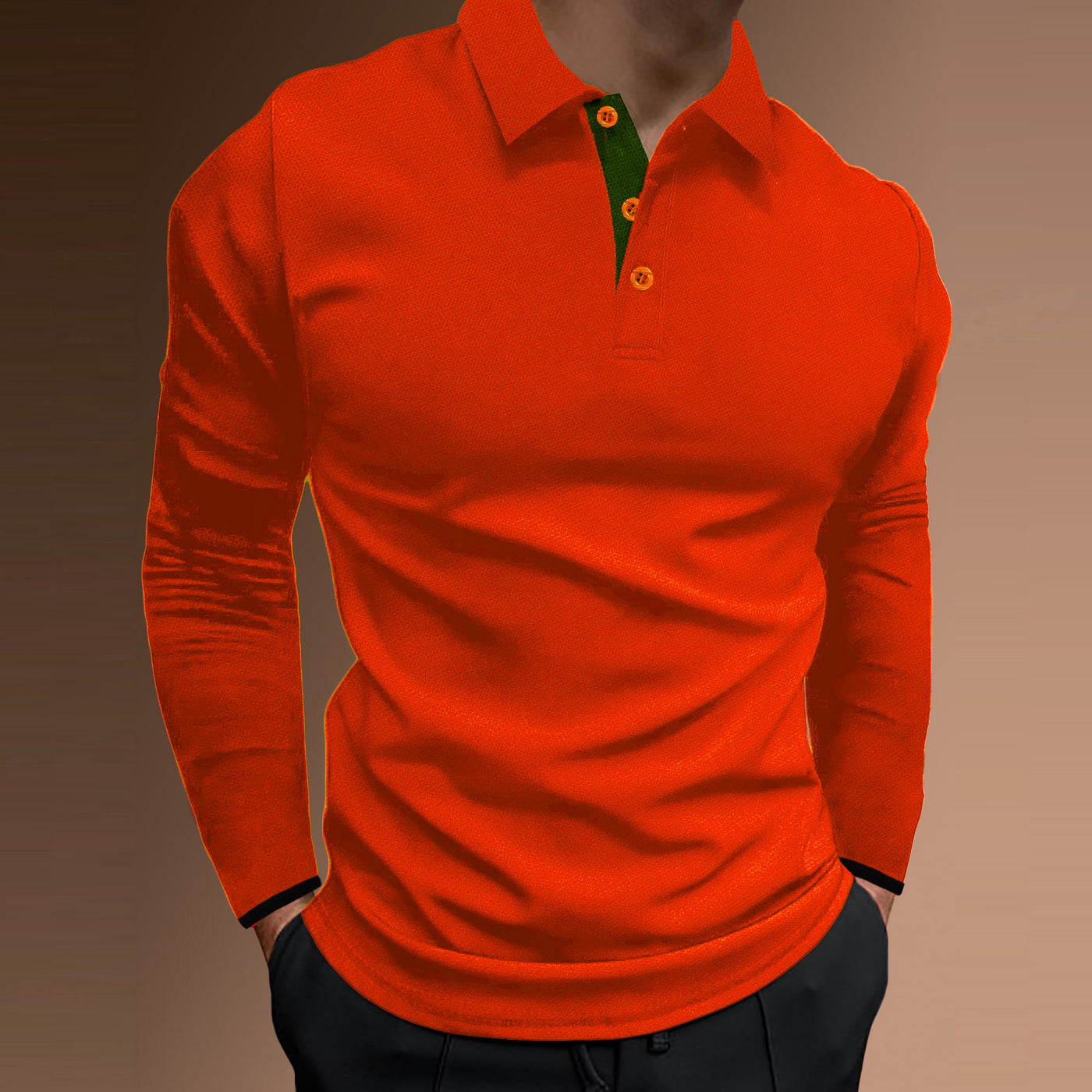 Men's Casual Stand Collar Stretch Vertical Stripe Long Sleeve - Tout Pour Vous