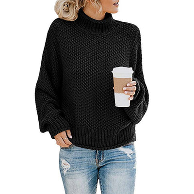 Solid Turtleneck Pullover Sweater Winter Fashion Casual Knitted Long-Sleeved Top Women's Clothing - Tout Pour Vous