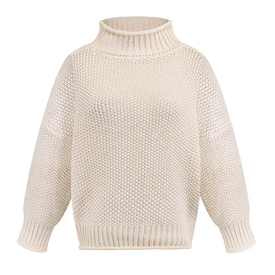 Solid Turtleneck Pullover Sweater Winter Fashion Casual Knitted Long-Sleeved Top Women's Clothing - Tout Pour Vous