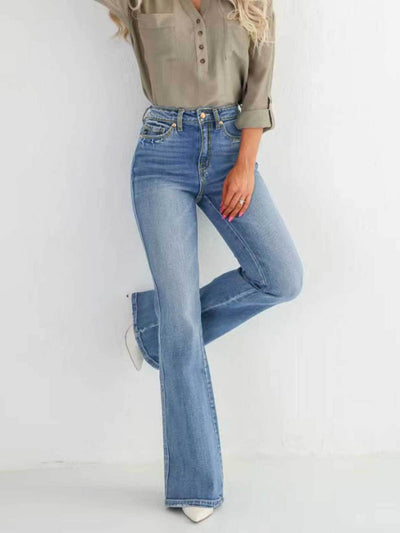 Fashion Slim Stretch High-waisted Boot-cut Pants Jeans - Tout Pour Vous