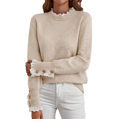Women's Fashion Personality Stitching Lace Sweater - Tout Pour Vous