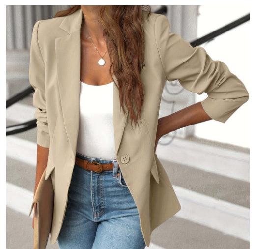 Ins Lapel Button Jacket Fashion Commuter Casual Suit Jacket Women's Long-sleeved Tops Outwear Clothing - Tout Pour Vous