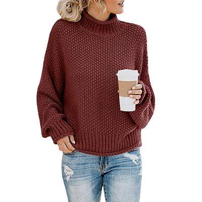 Solid Turtleneck Pullover Sweater Winter Fashion Casual Knitted Long-Sleeved Top Women's Clothing - Tout Pour Vous