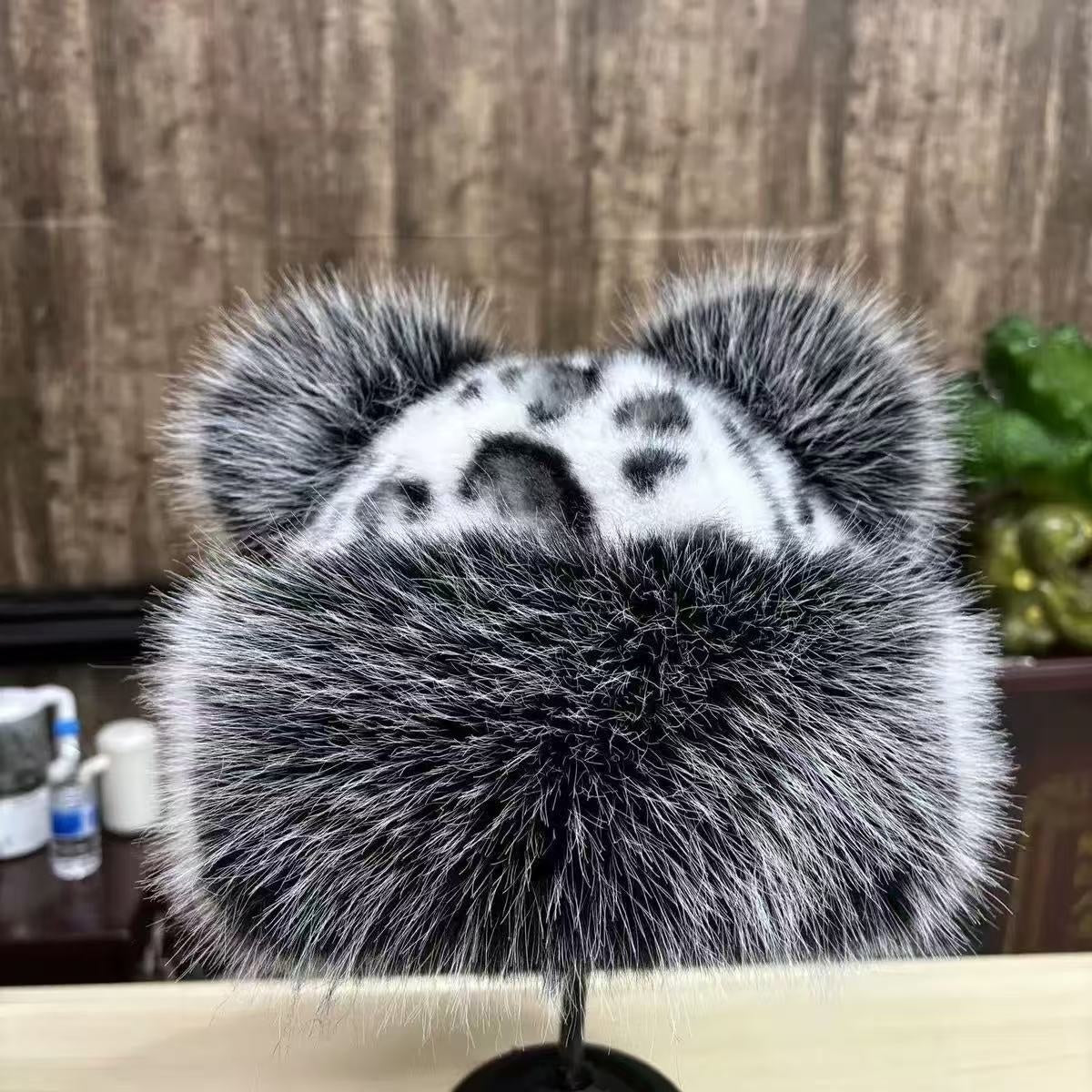 Noir argent motif leopard / 60X20CM