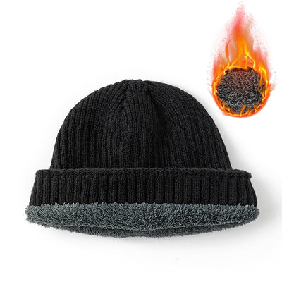 Johan – Bonnet d’hiver unisexe en maille flock avec doublure en polaire