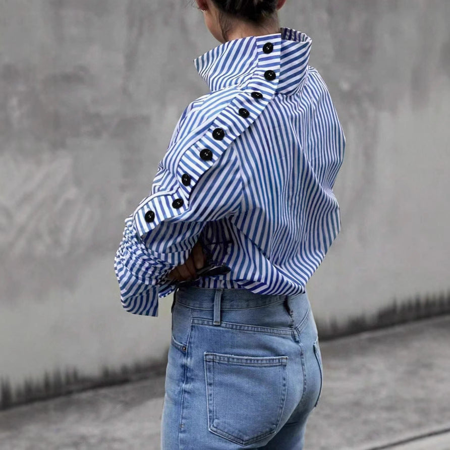 Striped Urban Casual Thin Long-sleeved Shirt - Tout Pour Vous