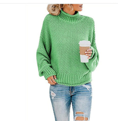 Solid Turtleneck Pullover Sweater Winter Fashion Casual Knitted Long-Sleeved Top Women's Clothing - Tout Pour Vous