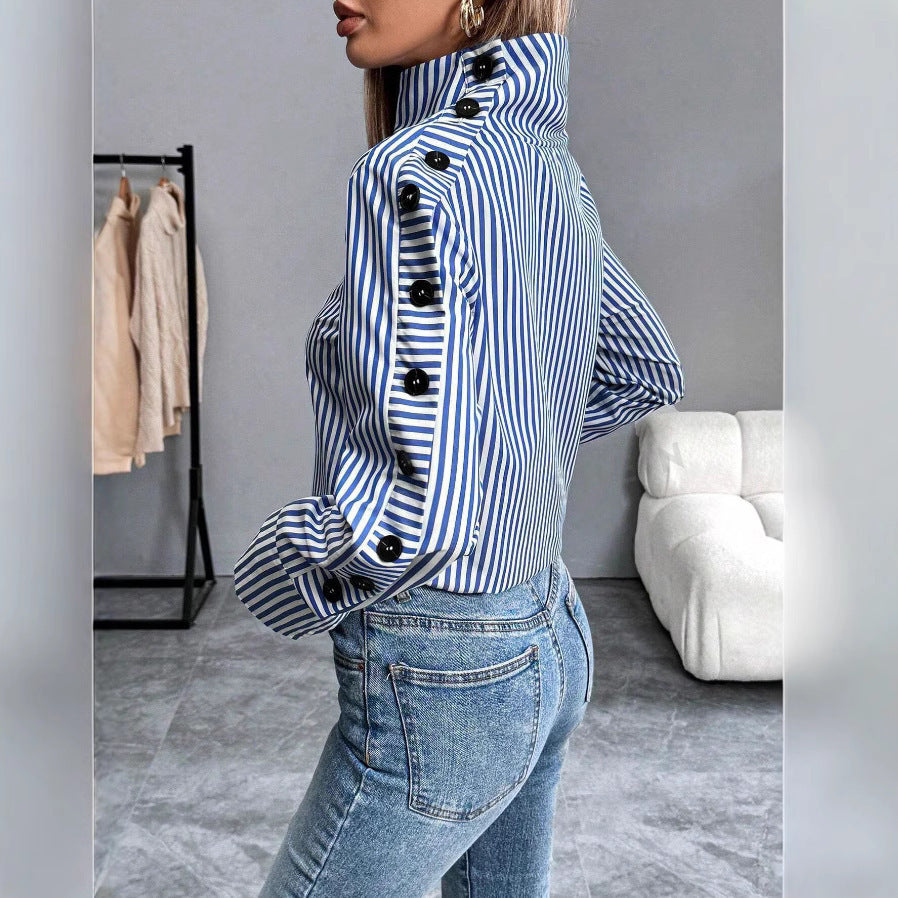Striped Urban Casual Thin Long-sleeved Shirt - Tout Pour Vous