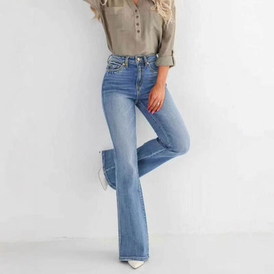 Fashion Slim Stretch High-waisted Boot-cut Pants Jeans - Tout Pour Vous