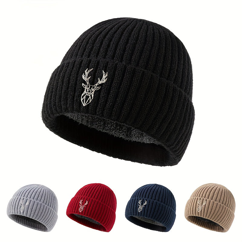 Johan – Bonnet d’hiver unisexe en maille flock avec doublure en polaire